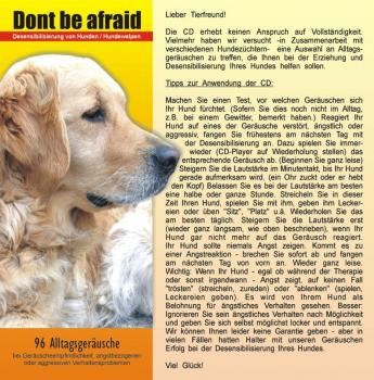 CD Dont be afraid 1+2+3 Set Densensibilisierung von Hunden bei Angst vor Geräuschen