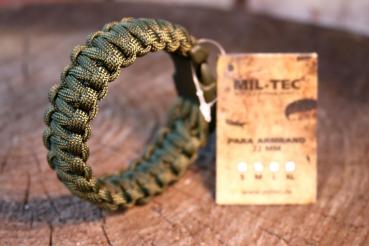 MIL-TEC® Paracord Überlebensarmband Survivalarmband Gr. M 20cm x 2cm Olivgrün Seil